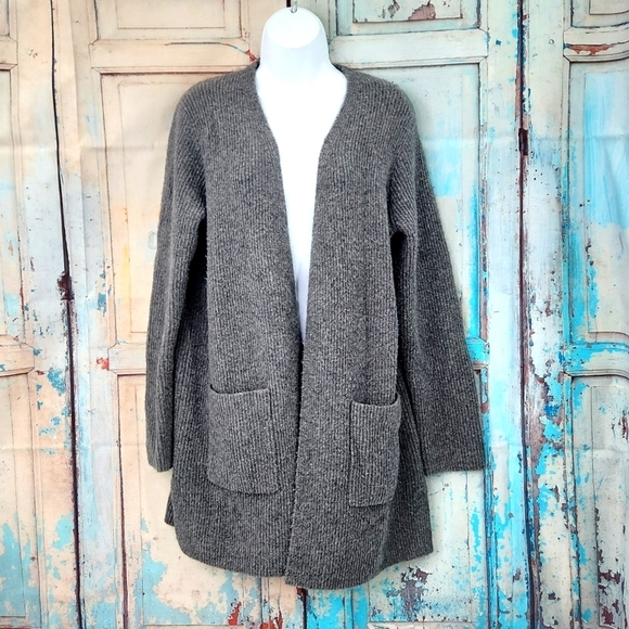 Madewell Backstage Gray Open Wool Blend Knit Cardigan Sweater - Picture 2 of 8